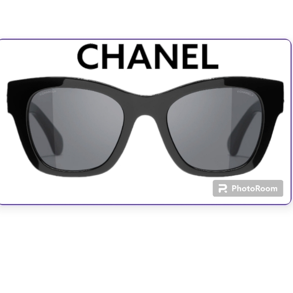 CHANEL Ref.5478 C501/S4, BLACK SUNGLASSES CHANEL HEART LOGO - Picture 1 of 15
